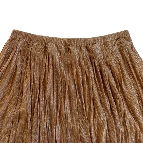 Pinko Blush Pink Metallic Shimmer Pleated Mini Skirt Women’s Size 8 - Picture 2 of 6